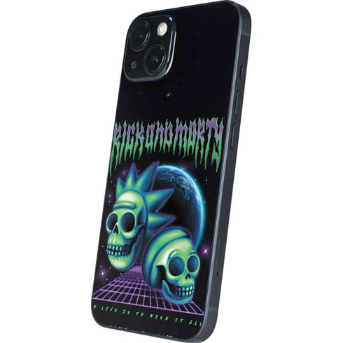 Adult Swim Rick and Morty Neon Skulls iPhone 14 Plus Skin